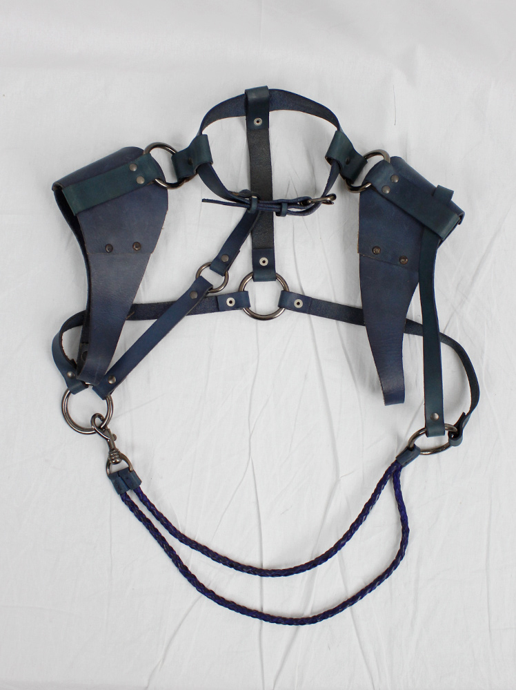 vintage A.F. Vandevorst blue leather bondage harness with studs spring 2015 (9)