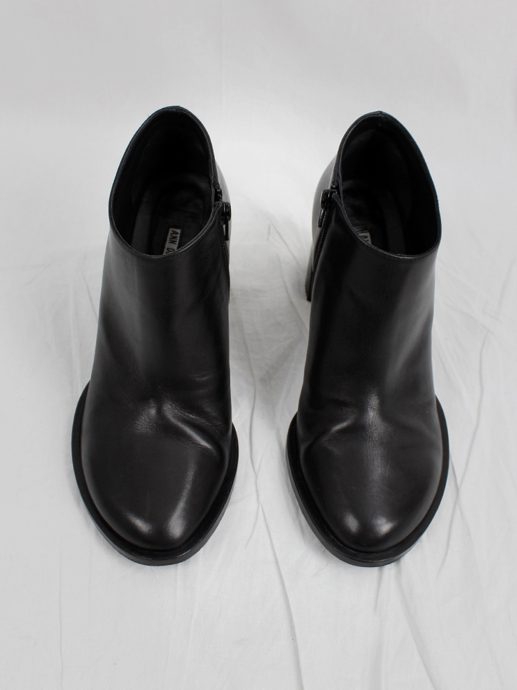 vintage Ann Demeulemeester Blanche black ankle booties with banana heel (40) — fall 1997 re-edition