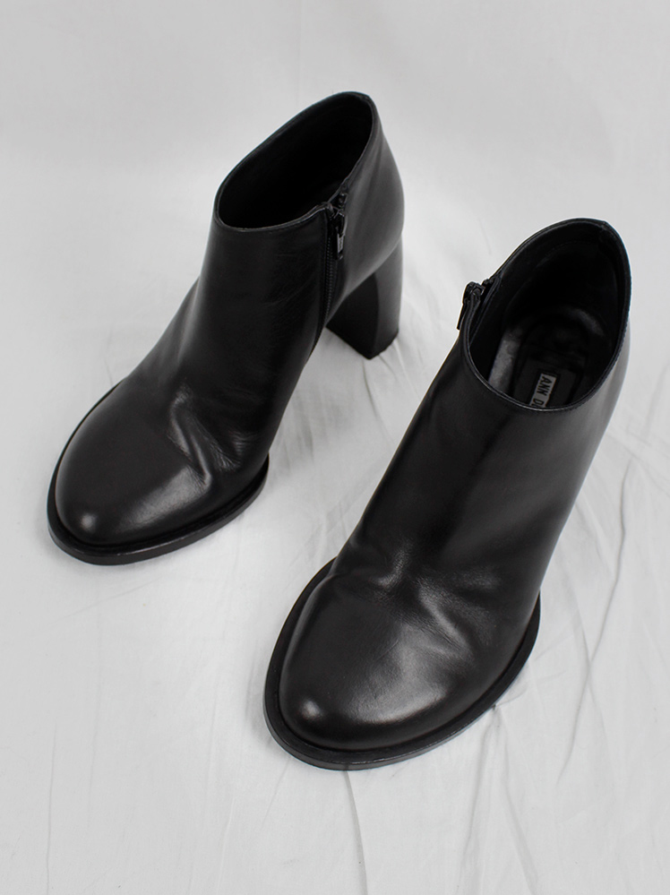 vintage Ann Demeulemeester Blanche black ankle booties with banana heel (41) — fall 1997 re-edition