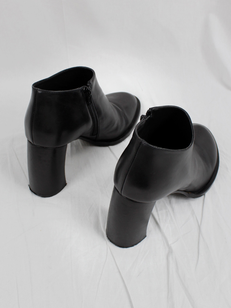 vintage Ann Demeulemeester Blanche black ankle booties with banana heel (42) — fall 1997 re-edition