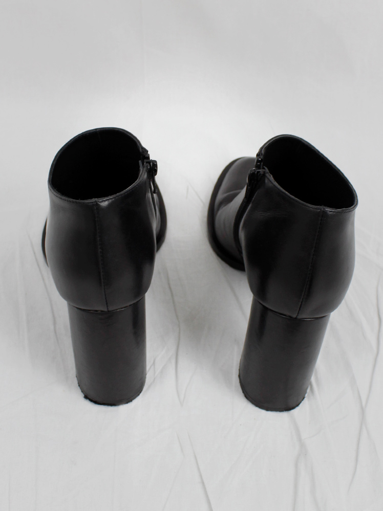vintage Ann Demeulemeester Blanche black ankle booties with banana heel (43) — fall 1997 re-edition