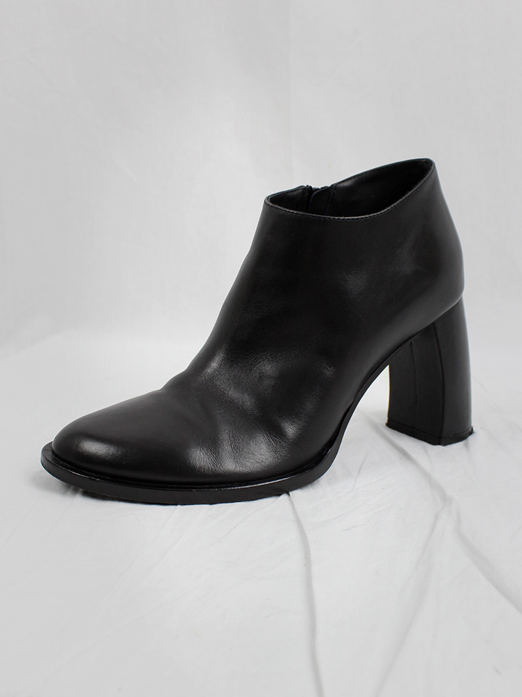 vintage Ann Demeulemeester Blanche black ankle booties with banana heel (46) — fall 1997 re-edition