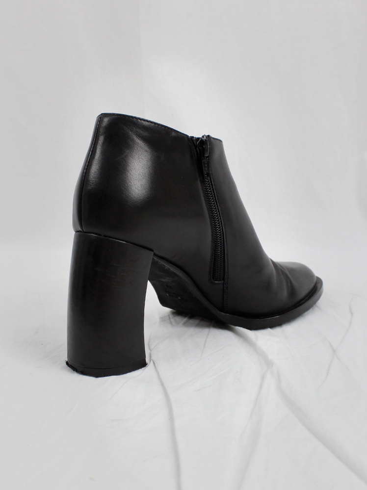 vintage Ann Demeulemeester Blanche black ankle booties with banana heel (47) — fall 1997 re-edition