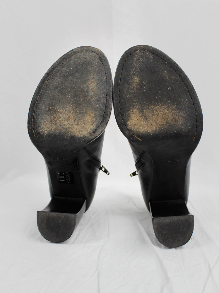vintage Ann Demeulemeester Blanche black ankle booties with banana heel (52) — fall 1997 re-edition