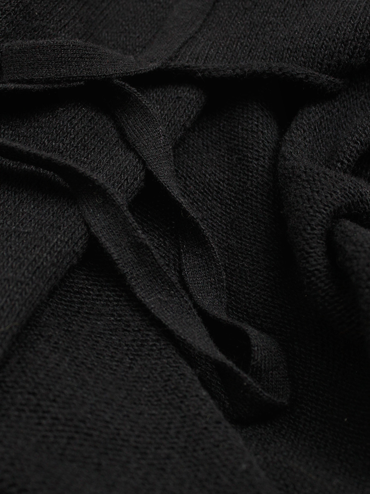 vintage Ann Demeulemeester black wool wrap skirt with longer side drape fall 2000 (11)