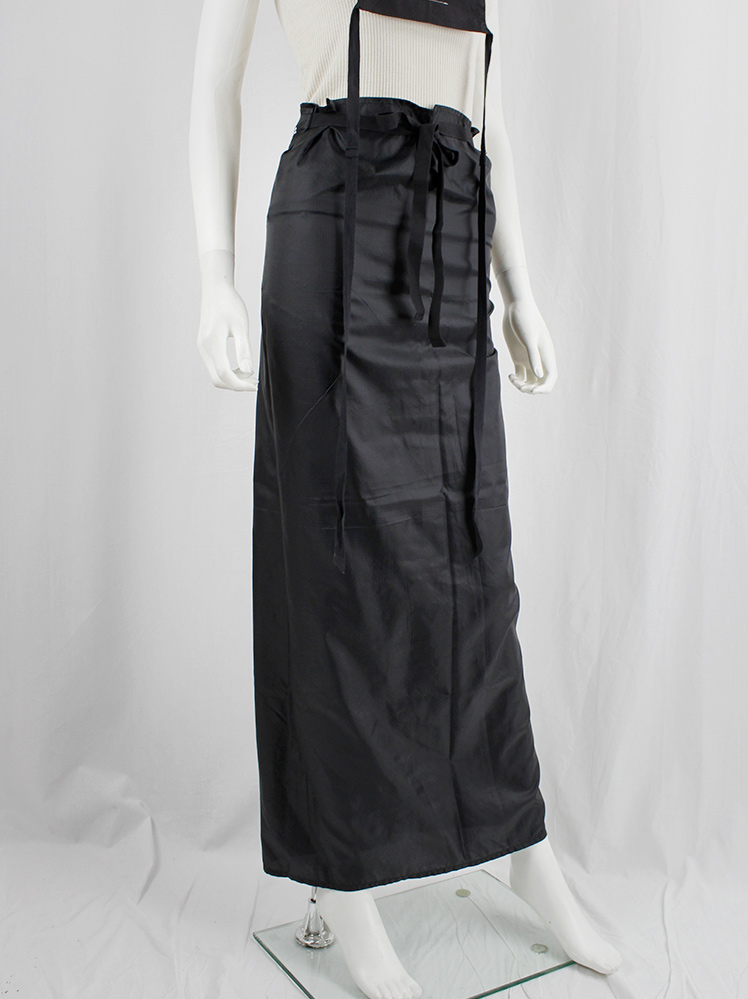 vintage Maison Martin Margiela 6 black maxi length wrap skirt with square pleats spring 1999 (4)