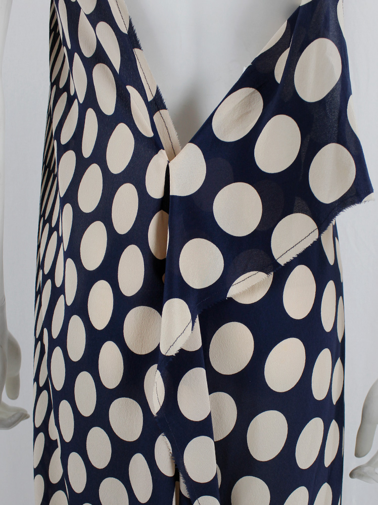 vintage Maison Martin Margiela blue asymmetric dress with beige dots torn from the fabric roll spring 2006 (13)