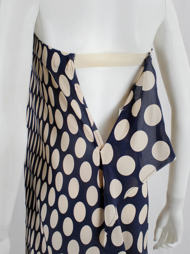 vintage Maison Martin Margiela blue asymmetric dress with beige dots torn from the fabric roll spring 2006 (18)