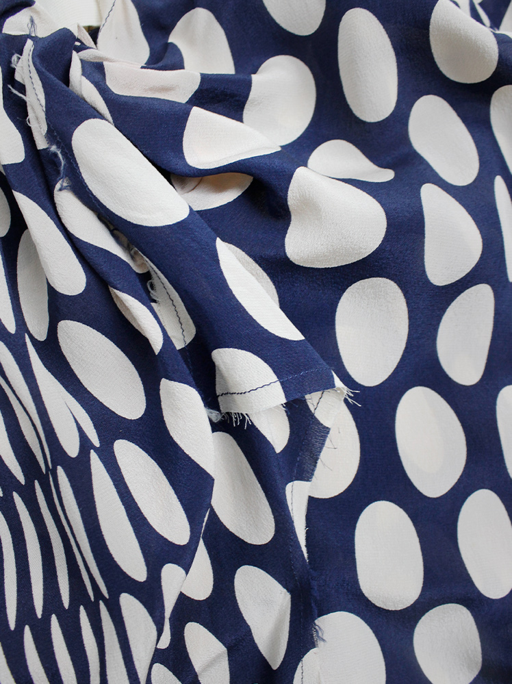 vintage Maison Martin Margiela blue asymmetric dress with beige dots torn from the fabric roll spring 2006 (19)