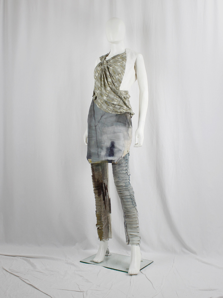 vintage af Vandevorst blue and beige geometric skirt hand-painted by Katrien Wuyts spring 2011 (10)