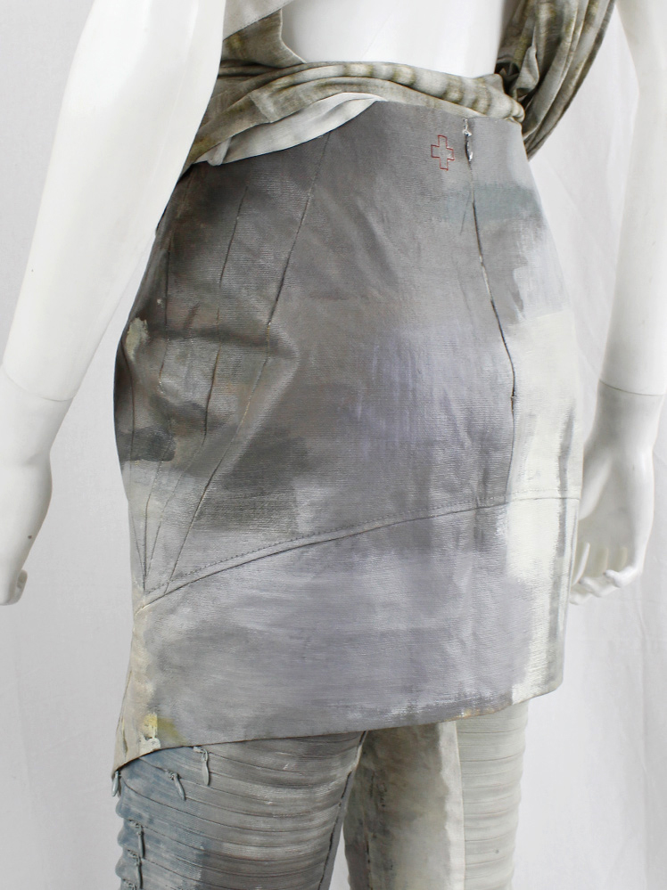 vintage af Vandevorst blue and beige geometric skirt hand-painted by Katrien Wuyts spring 2011 (13)