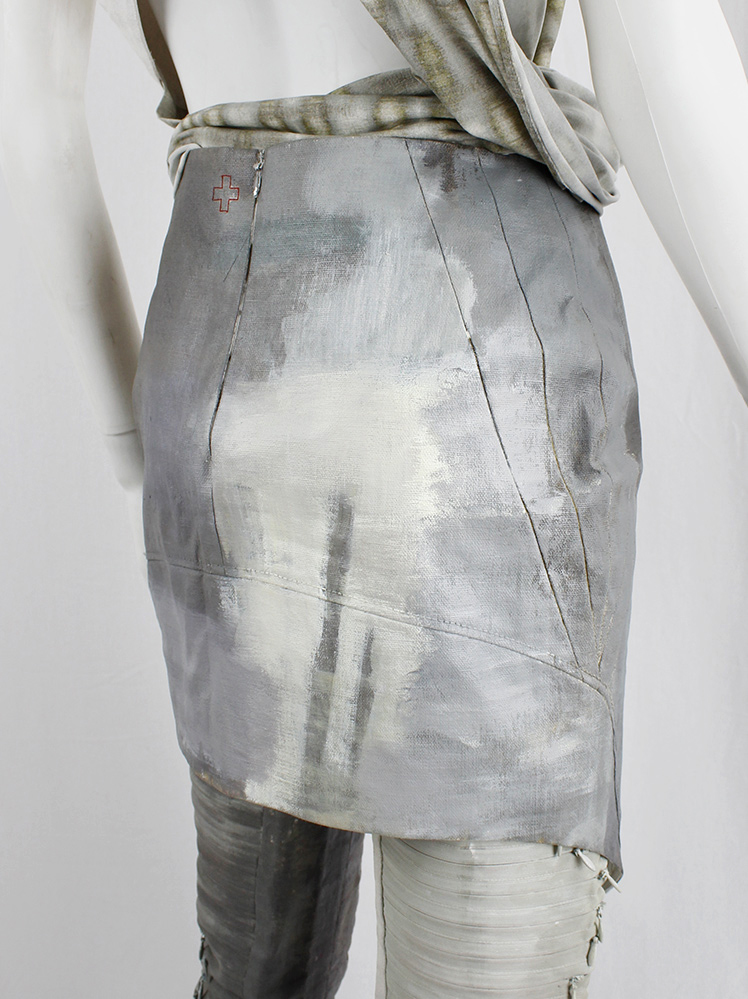 vintage af Vandevorst blue and beige geometric skirt hand-painted by Katrien Wuyts spring 2011 (16)