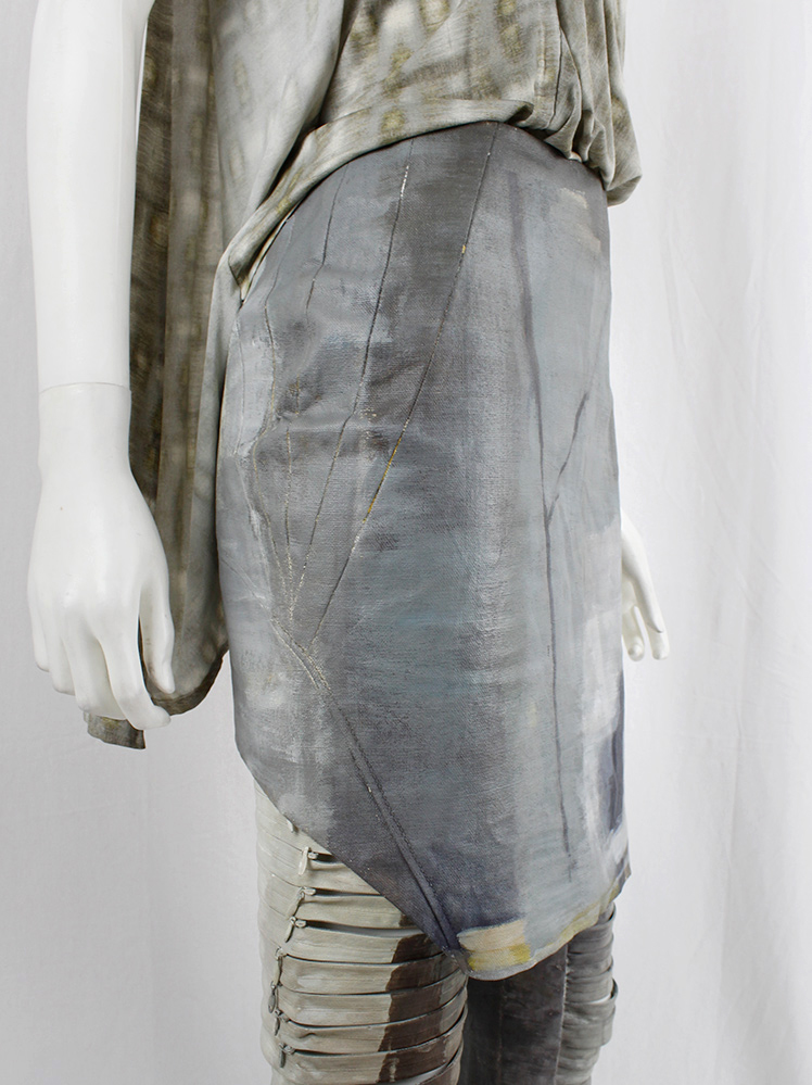 vintage af Vandevorst blue and beige geometric skirt hand-painted by Katrien Wuyts spring 2011 (2)