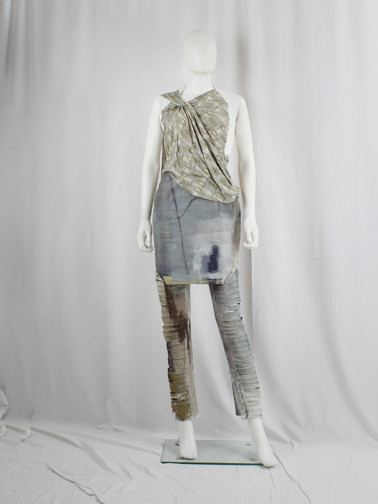 vintage af Vandevorst blue and beige geometric skirt hand-painted by Katrien Wuyts spring 2011 (26)
