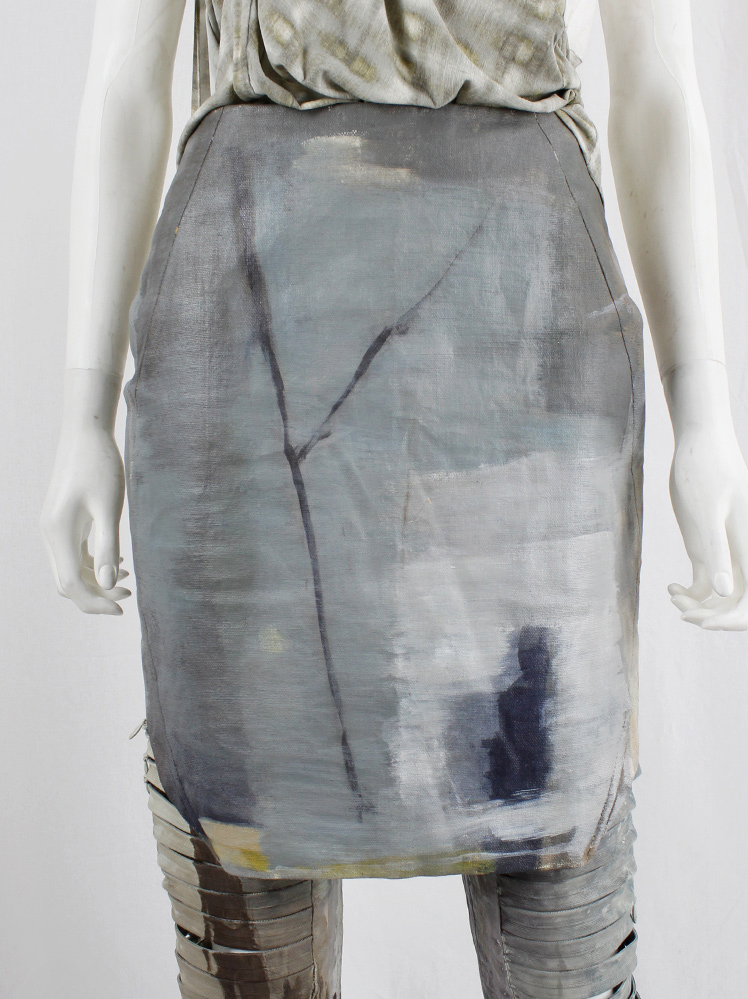 vintage af Vandevorst blue and beige geometric skirt hand-painted by Katrien Wuyts spring 2011 (7)