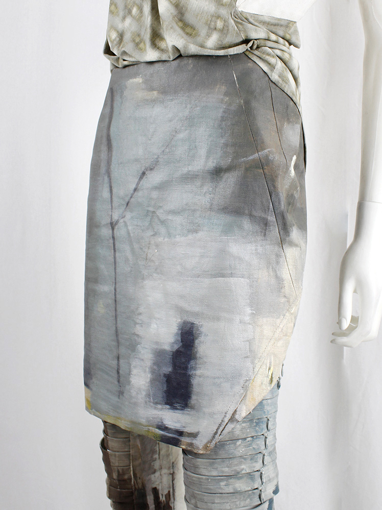 vintage af Vandevorst blue and beige geometric skirt hand-painted by Katrien Wuyts spring 2011 (8)