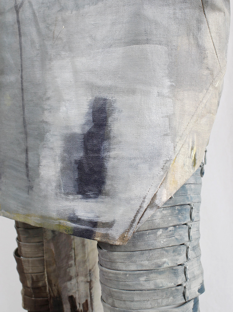 vintage af Vandevorst blue and beige geometric skirt hand-painted by Katrien Wuyts spring 2011 (9)