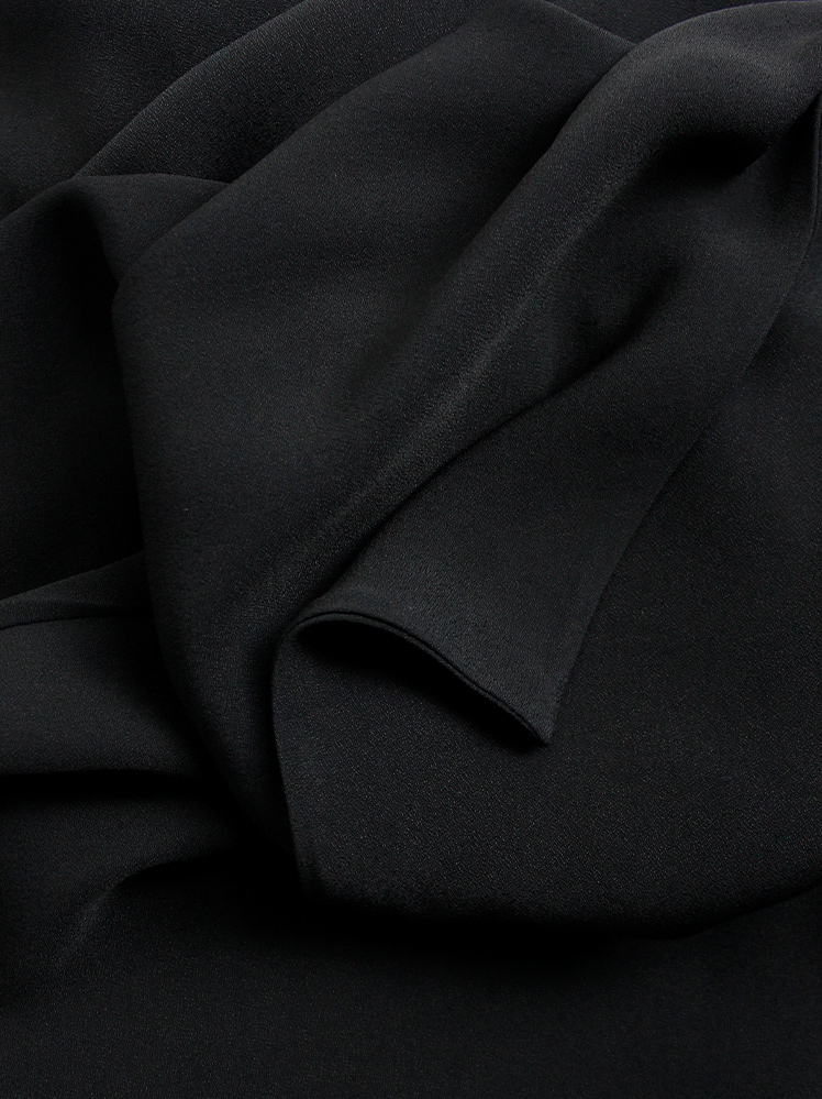 Maison Martin Margiela 1 black one shoulder maxi dress with side draped silhouette fall 2008 (4)