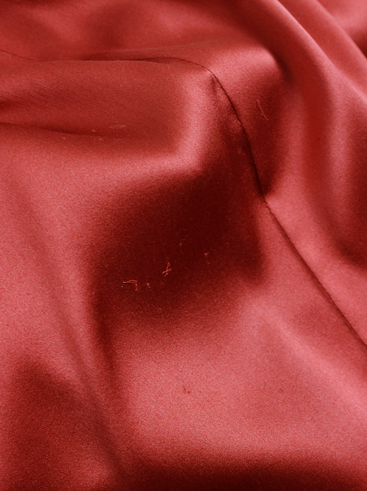 vintage A.F. Vandevorst red maxi dress with drape and contrasting studded shoulder panels fall 2010 (15)