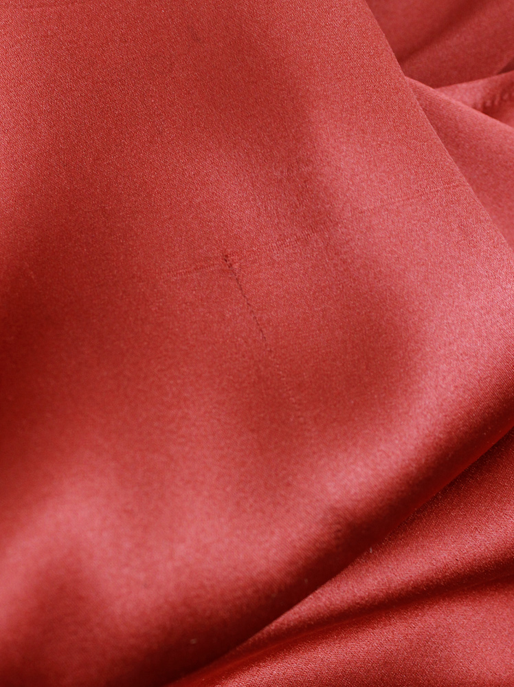 vintage A.F. Vandevorst red maxi dress with drape and contrasting studded shoulder panels fall 2010 (16)