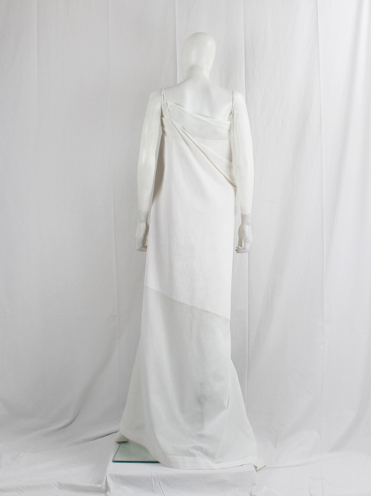 vintage Ann Demeulemeester white sheer triple wrapped dress with painted block spring 1999 (12)