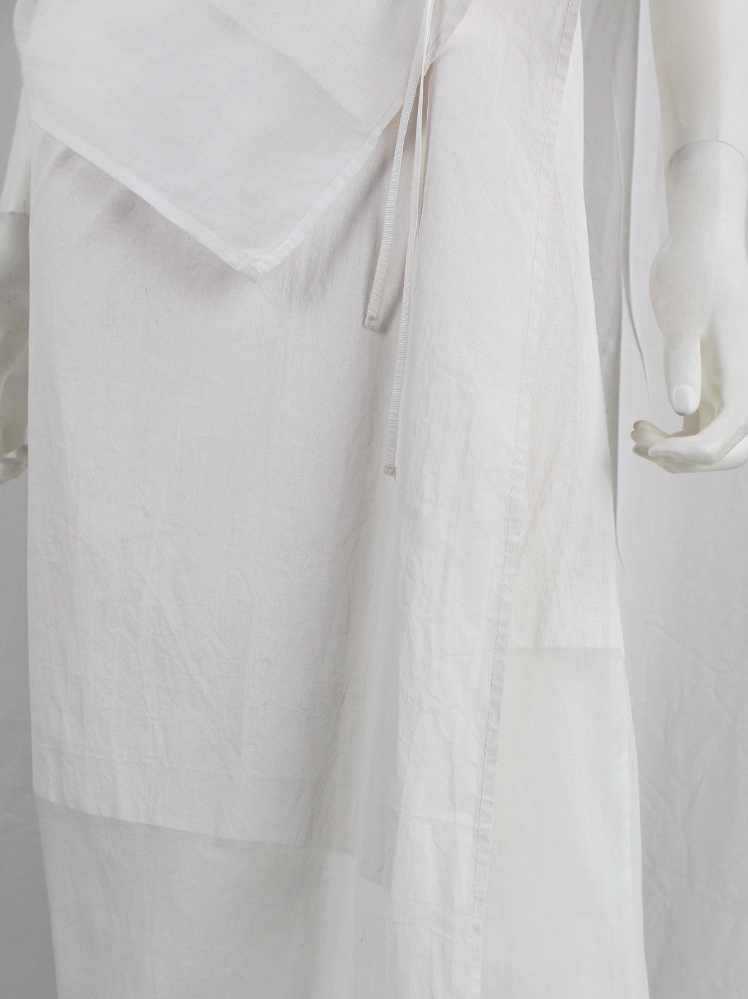vintage Ann Demeulemeester white sheer triple wrapped dress with painted block spring 1999 (16)