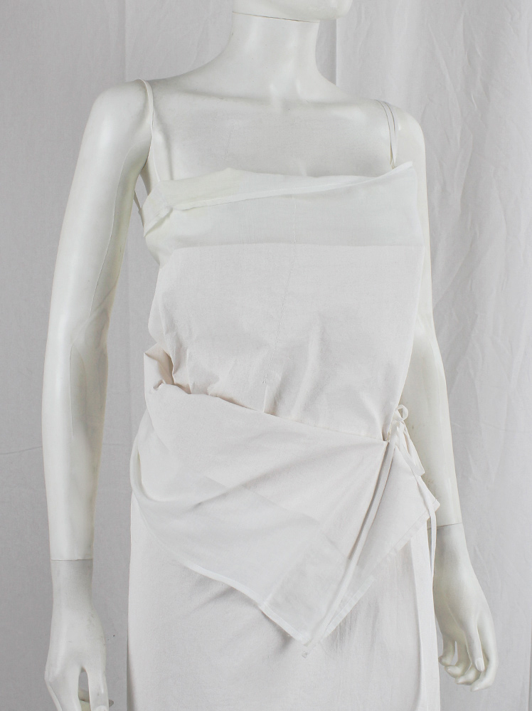 vintage Ann Demeulemeester white sheer triple wrapped dress with painted block spring 1999 (19)