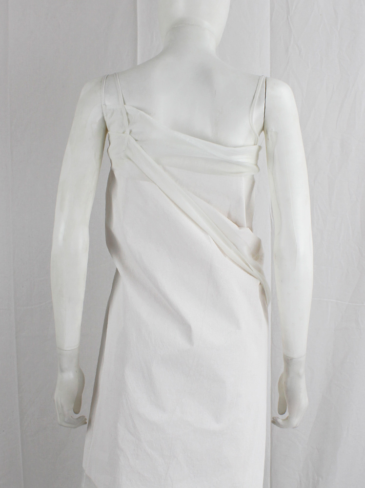 vintage Ann Demeulemeester white sheer triple wrapped dress with painted block spring 1999 (25)