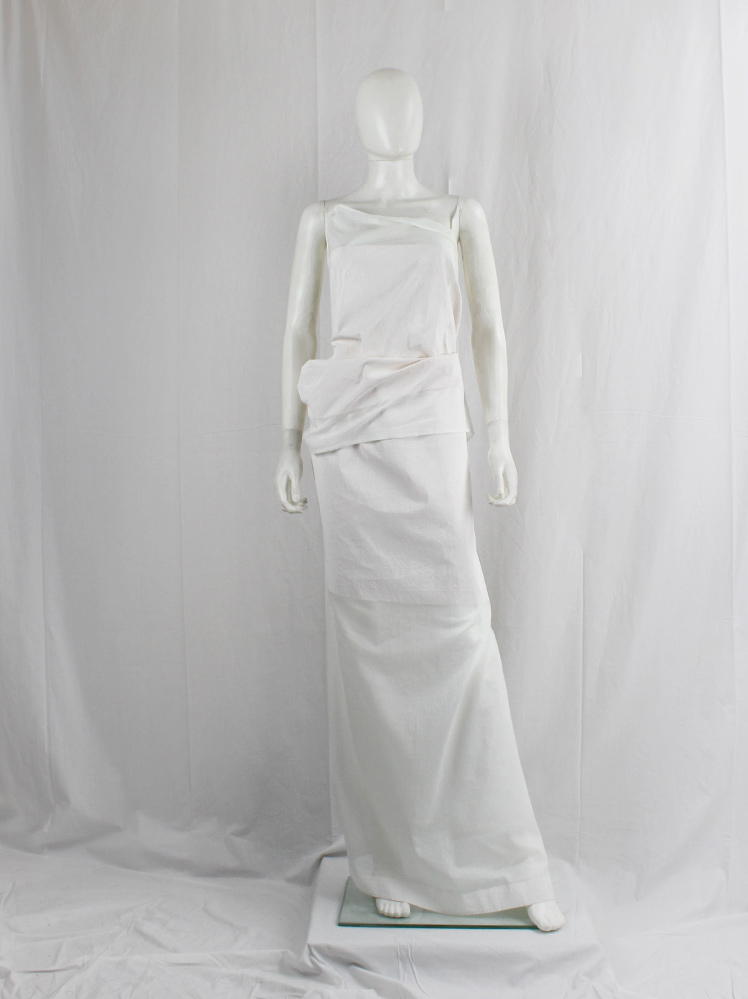 vintage Ann Demeulemeester white sheer triple wrapped dress with painted block spring 1999 (27)