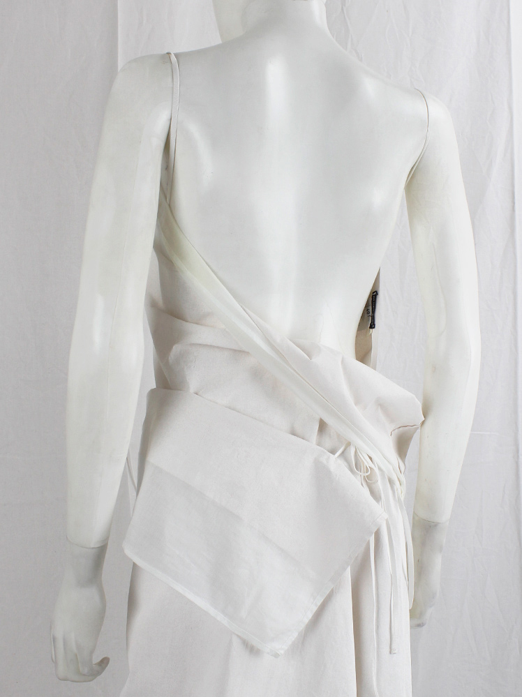 vintage Ann Demeulemeester white sheer triple wrapped dress with painted block spring 1999 (3)