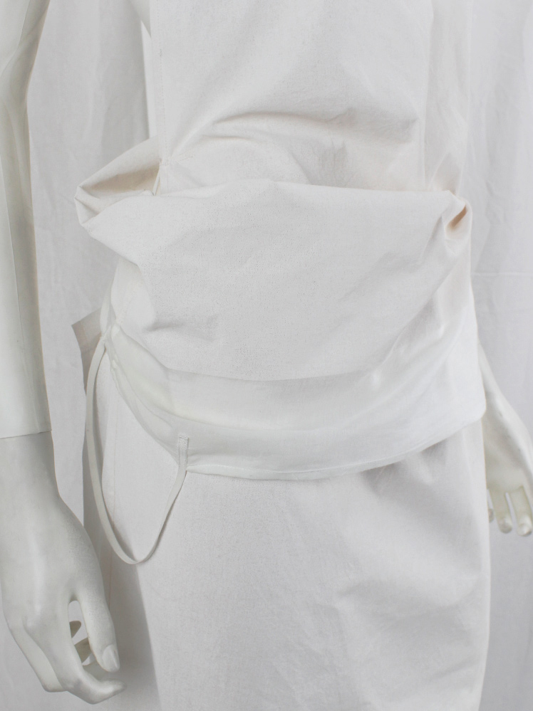vintage Ann Demeulemeester white sheer triple wrapped dress with painted block spring 1999 (32)