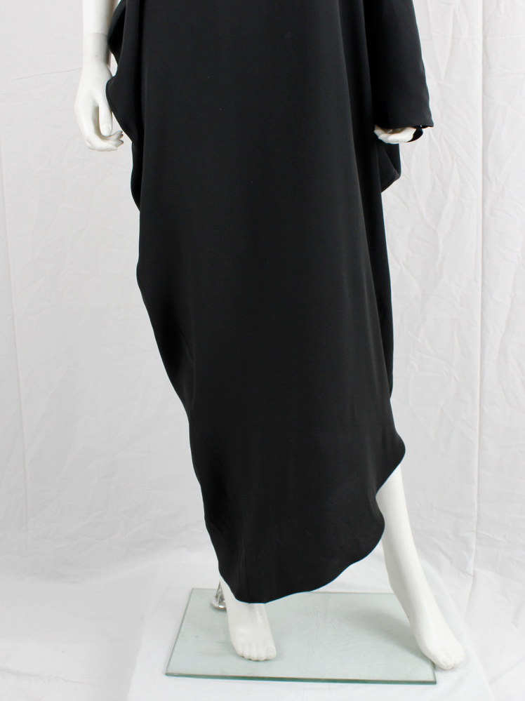 vintage Maison Martin Margiela 1 black one shoulder maxi dress with side draped silhouette fall 2008 (4)