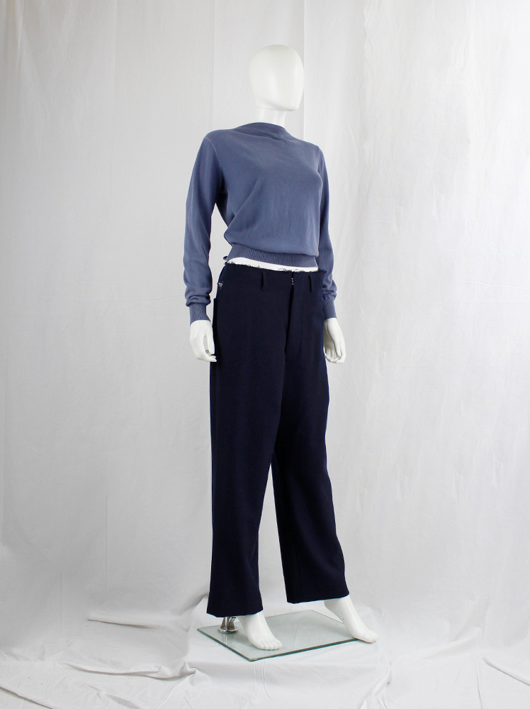 vintage Maison Martin Margiela dark blue trousers with cut off adjustable waist spring 2018 (6)