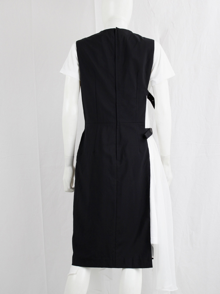 vintage Noir Kei Ninomiya black dress with open side gathered by two belts fall 2016 (11)