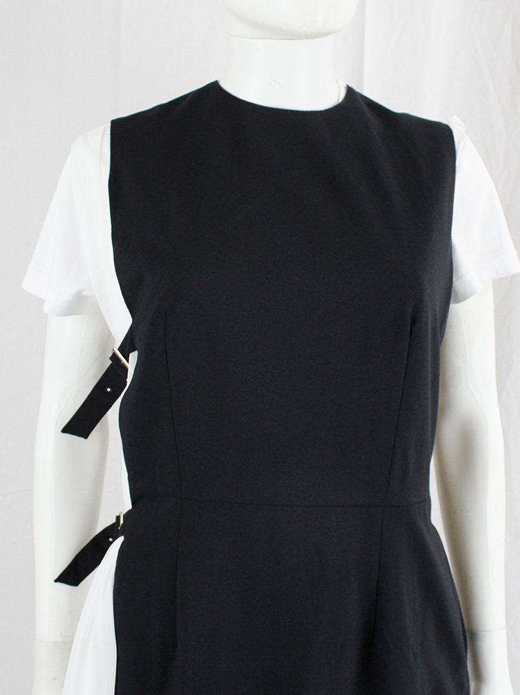 vintage Noir Kei Ninomiya black dress with open side gathered by two belts fall 2016 (2)