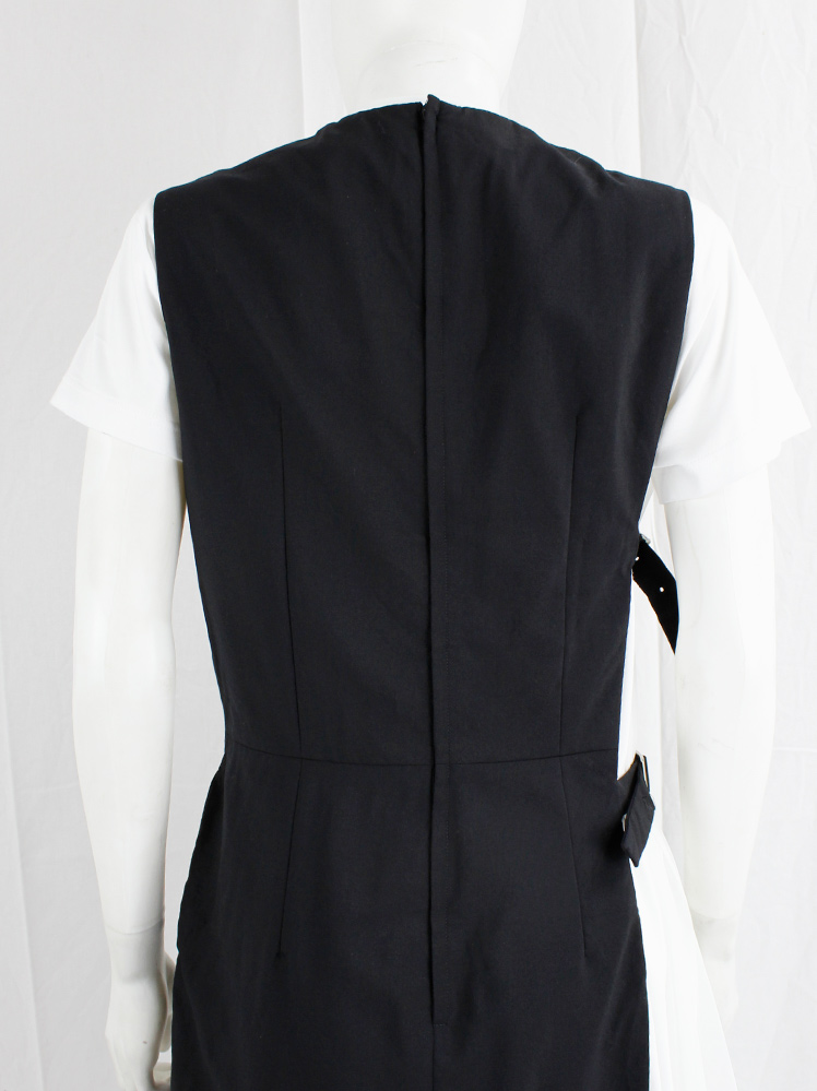 vintage Noir Kei Ninomiya black dress with open side gathered by two belts fall 2016 (9)