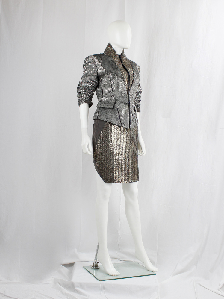 vintage af Vandevorst gold metal plated skirt with geometric design spring 2011 (17)