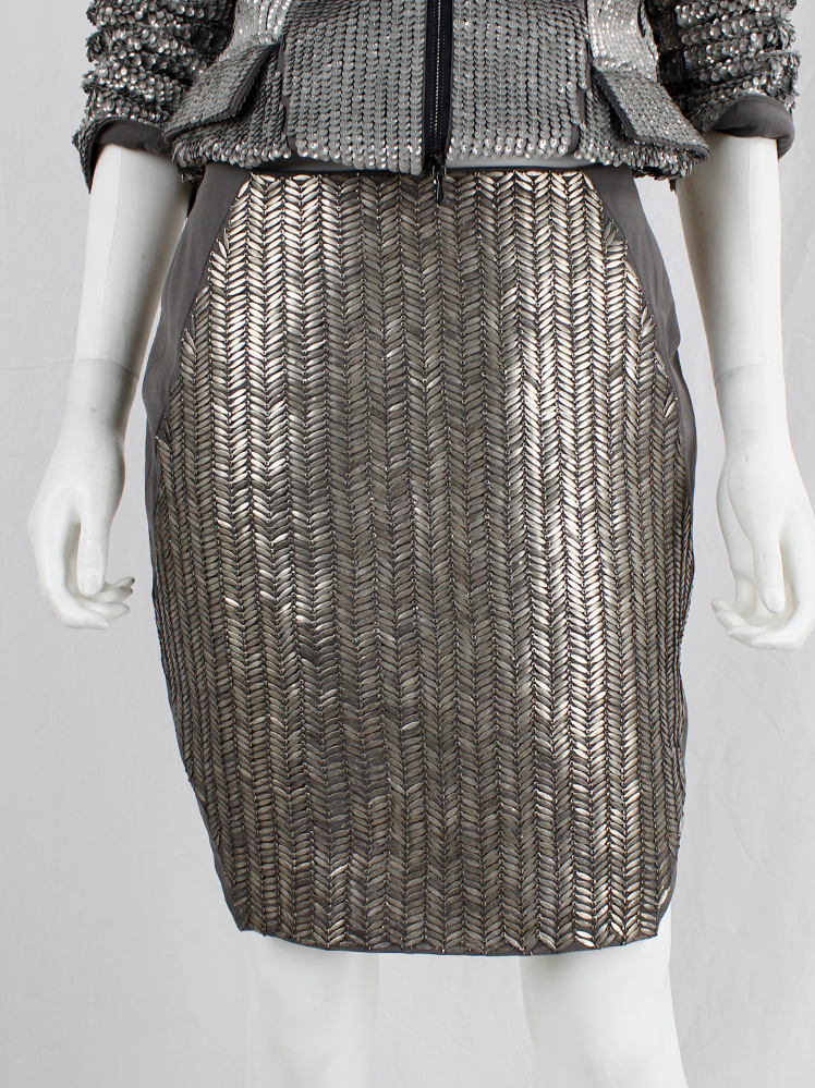 vintage af Vandevorst gold metal plated skirt with geometric design spring 2011 (22)