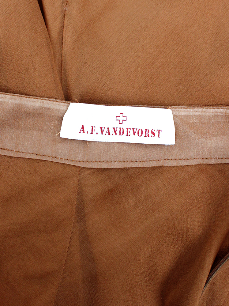 archive a f Vandevorst burnt orange sheer maxi skirt with mermaid back spring 2010 (11)