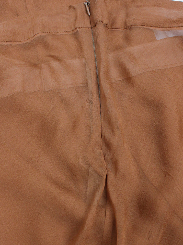 archive a f Vandevorst burnt orange sheer maxi skirt with mermaid back spring 2010 (14)