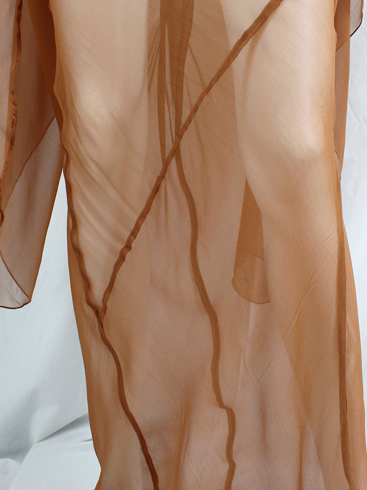 archive a f Vandevorst burnt orange sheer maxi skirt with mermaid back spring 2010 (4)