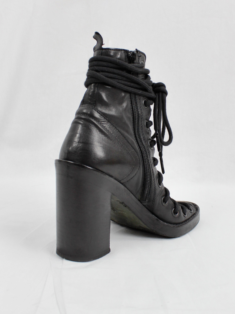 vinta geAnn Demeulemeester black high heeled sandals with corset lacing spring 2009 (15)