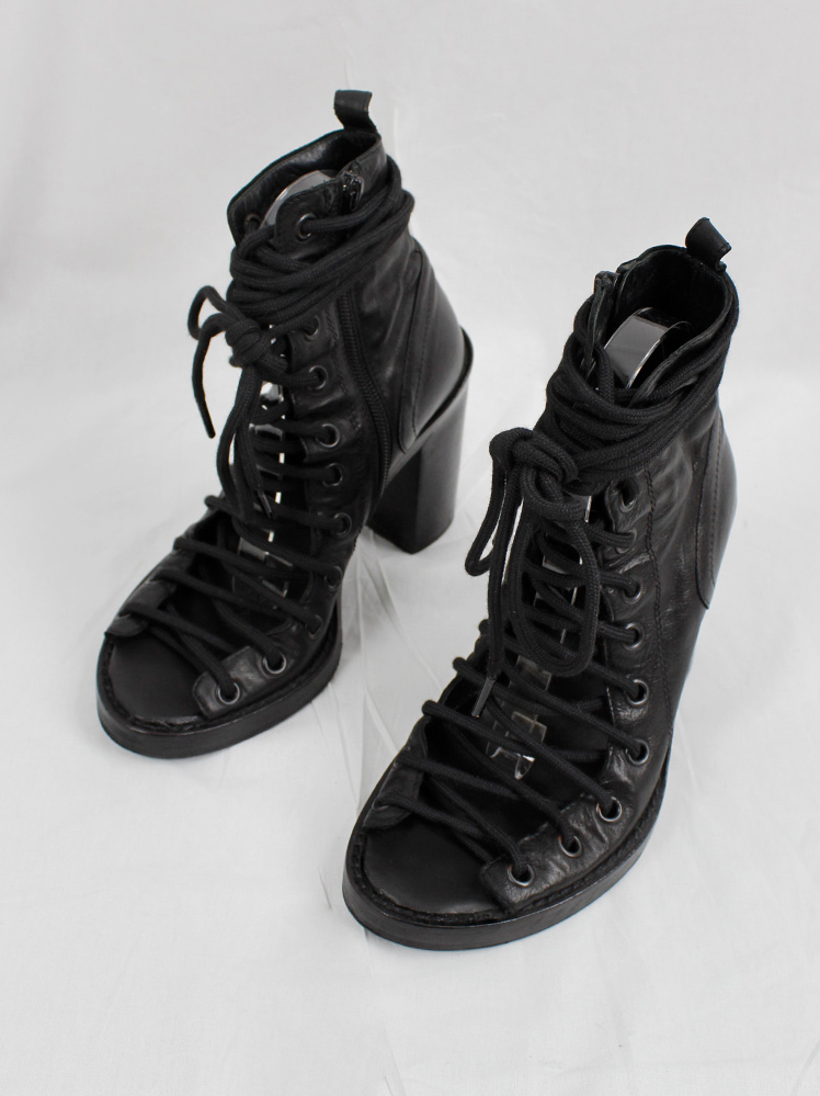vinta geAnn Demeulemeester black high heeled sandals with corset lacing spring 2009 (5)