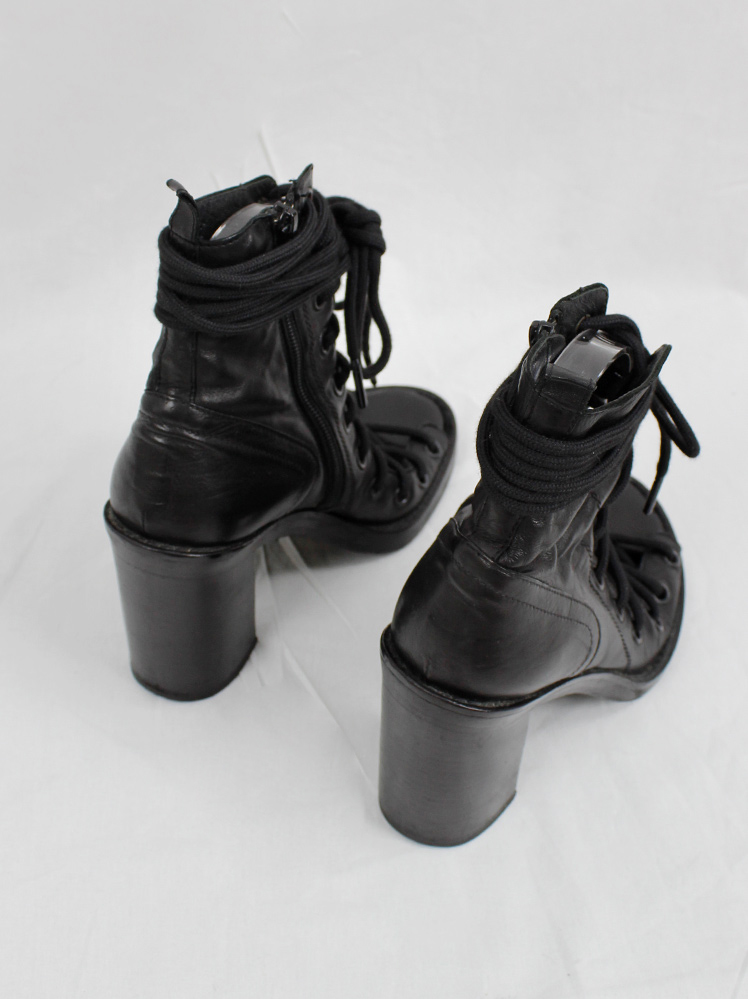 vinta geAnn Demeulemeester black high heeled sandals with corset lacing spring 2009 (6)