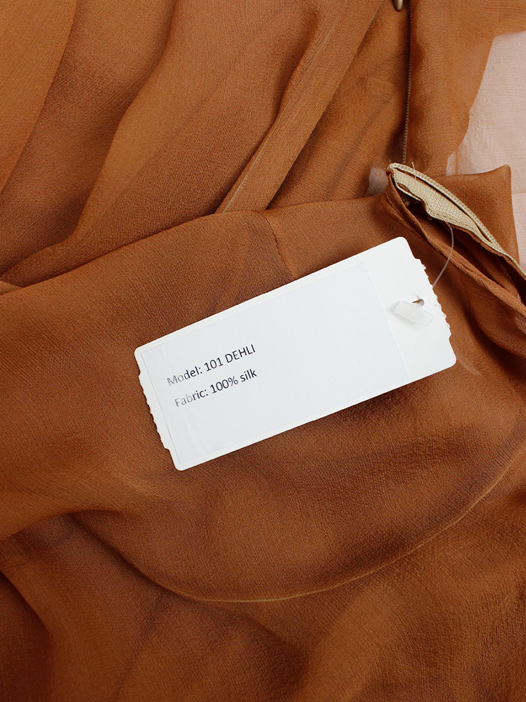 vintage A F Vandevorst sheer orange tunic with long draped sides spring 2010 (19)