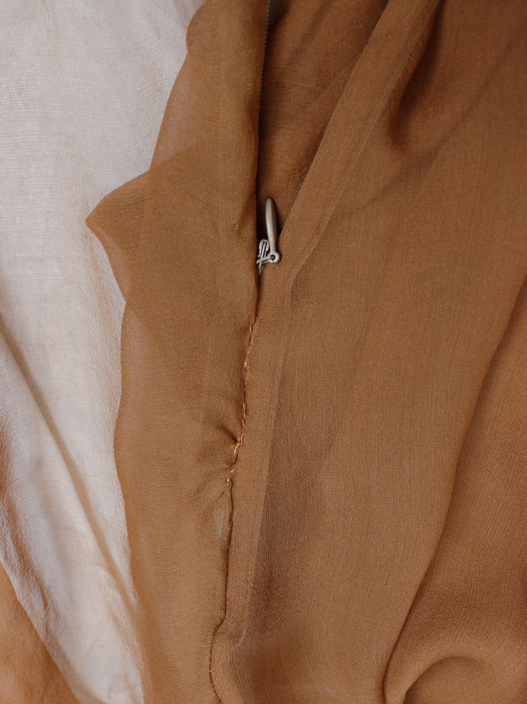 vintage A F Vandevorst sheer orange tunic with long draped sides spring 2010 (20)