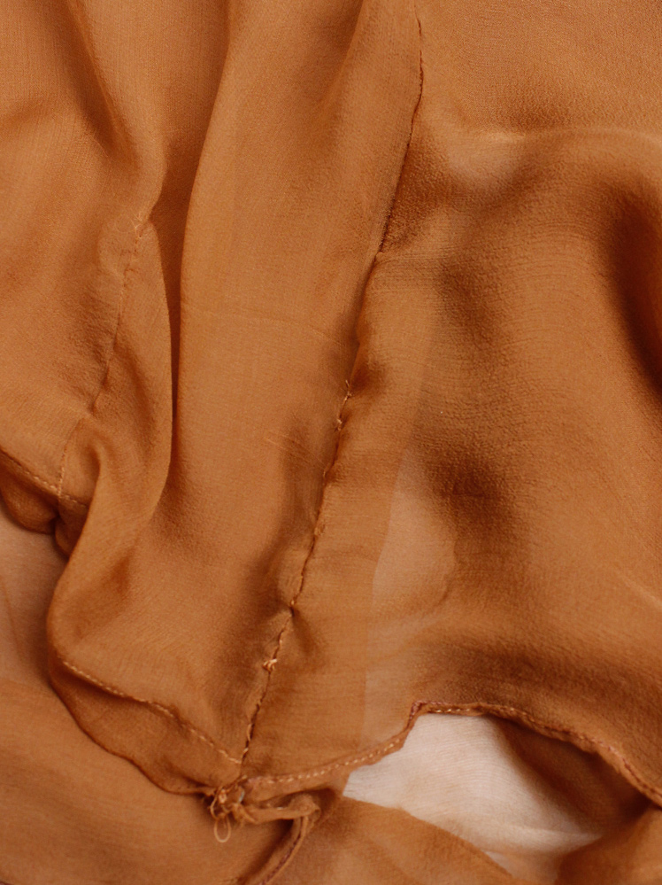 vintage A F Vandevorst sheer orange tunic with long draped sides spring 2010 (24)
