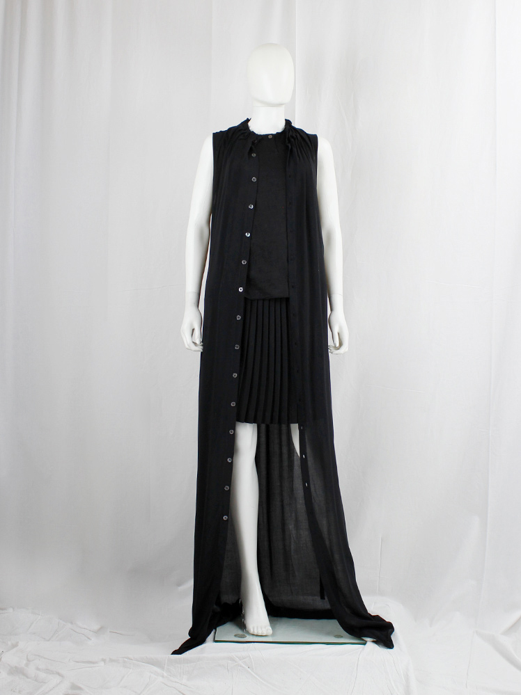 vintage Ann Demeulemeester black maxi dress with buttons along the full back spring 2019 (12)