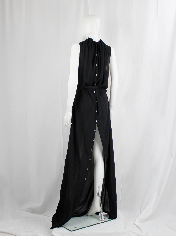 vintage Ann Demeulemeester black maxi dress with buttons along the full back spring 2019 (18)