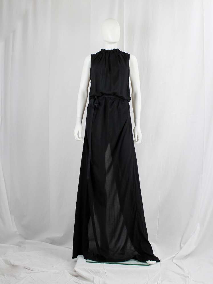 vintage Ann Demeulemeester black maxi dress with buttons along the full back spring 2019 (19)